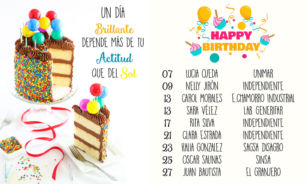 Cumpleañeros del mes de Junio 2017